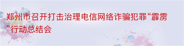 郑州市召开打击治理电信网络诈骗犯罪“霹雳”行动总结会
